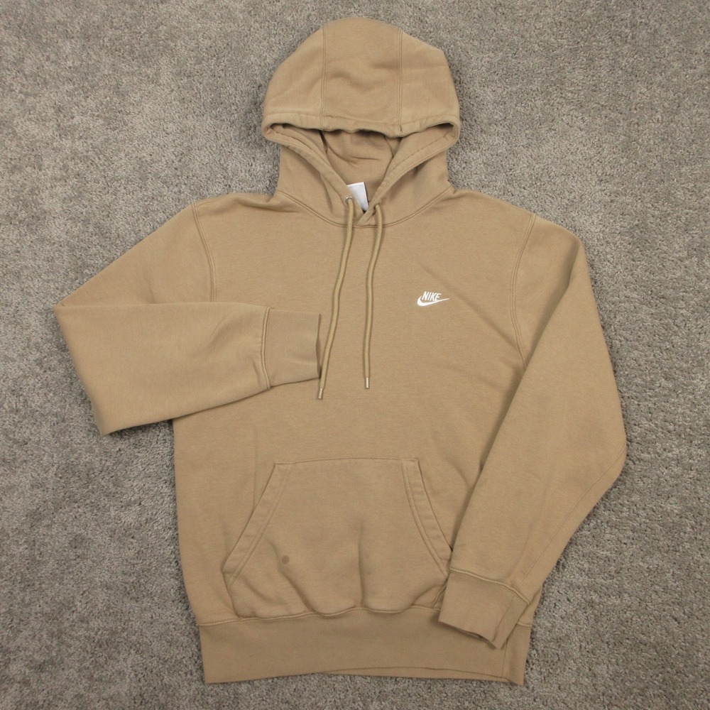 Nike Sweater Mens Small Tan Sportswear Club Fleece Pullover Hoodie Sweatshirt